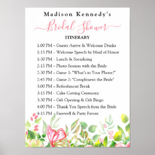 Poster Programme de la fête de mariage 🎀 Plan floral aqu