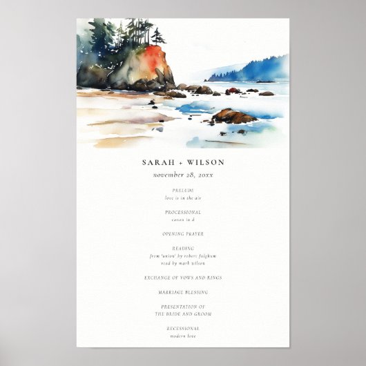 Poster Programme de mariage à Ruby Beach Olympic National (Devant)