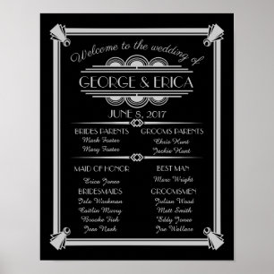 Poster Programme de mariage Art déco, mariage argent