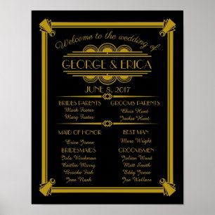 Poster Programme de mariage Art déco, mariage argent