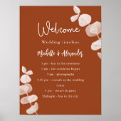 Poster Programme de mariage au eucalyptus orange brûlé ch (Devant)