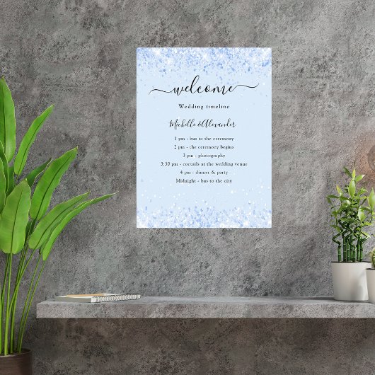 Poster Programme de mariage bleu bébé