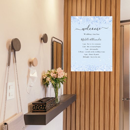 Poster Programme de mariage bleu bébé