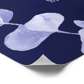 Poster Programme de mariage bleu de la marine eucalyptus (Coin)