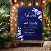Poster Programme de mariage bleu de la marine eucalyptus
