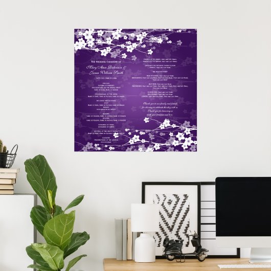 Poster Programme de mariage Cerisier Fleur pourpre pourpr (Bureau à domicile)