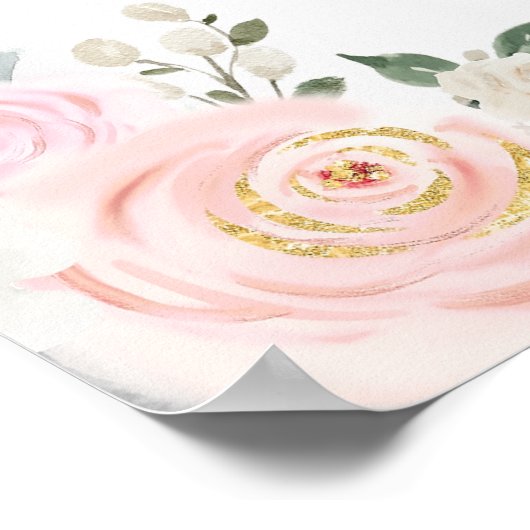 Poster Programme de mariage chronologie argent fleurs ros (Coin)