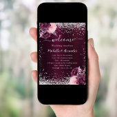 Poster Programme de mariage des fleurs roses argentées