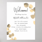 Poster Programme de mariage doré Eucalyptus (Devant)