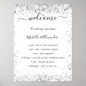 Poster Programme de mariage élégant à paillettes blanc ar (Devant)