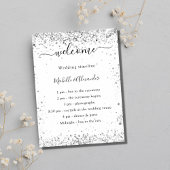 Poster Programme de mariage élégant à paillettes blanc ar