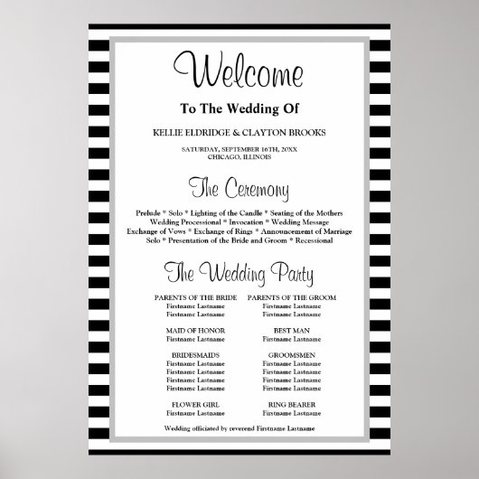 Poster Programme de mariage encadré en noir/blanc (Devant)