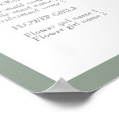 Poster Programme de mariage floral de verdure botanique (Coin)