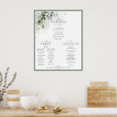 Poster Programme de mariage floral de verdure botanique (Cuisine)