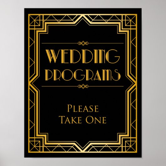 Poster Programme de mariage Panneau de mariage | Gatsby A (Devant)