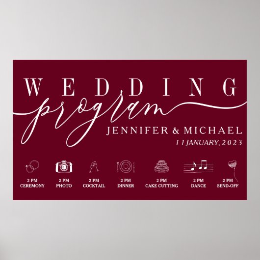 Poster Programme de mariage Personnalisé Icône menu Monta (Devant)