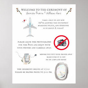 Poster Programme de mariage pour pilote d'avion Bienvenue