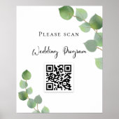 Poster Programme de mariage QR code eucalyptus verdure (Devant)