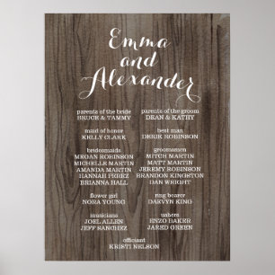 Poster Programme de mariage rustique Symbole de fête de m