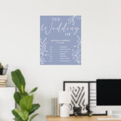 Poster Programme de mariage simple avec fleurs de pervenc (Bureau à domicile)