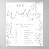 Poster Programme de mariage simple avec fleurs de pervenc (Devant)