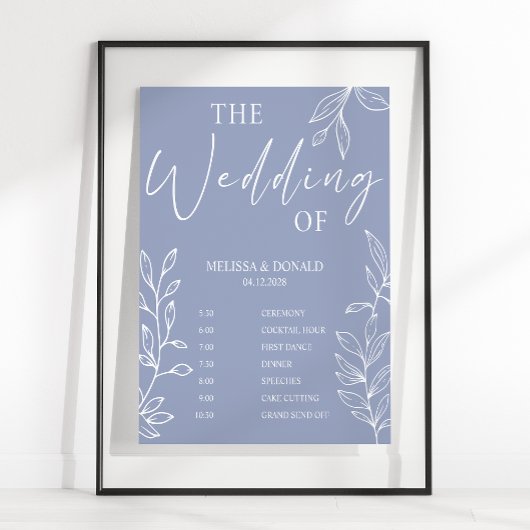 Poster Programme de mariage simple avec fleurs de pervenc