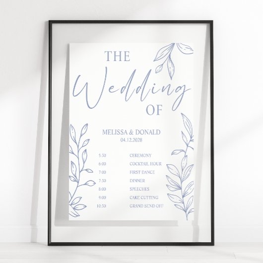 Poster Programme de mariage simple avec fleurs de pervenc