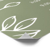 Poster Programme de mariage simple fleur bohème sauge (Coin)