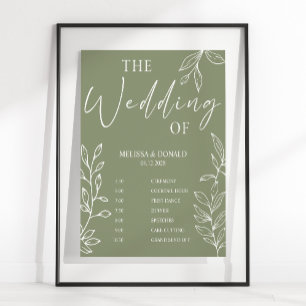 Poster Programme de mariage simple fleur bohème sauge