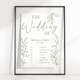 Poster Programme de mariage simple fleur bohème sauge