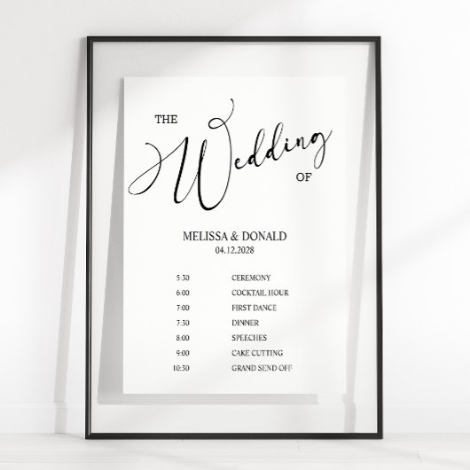 Poster Programme de mariage simple moderne noir