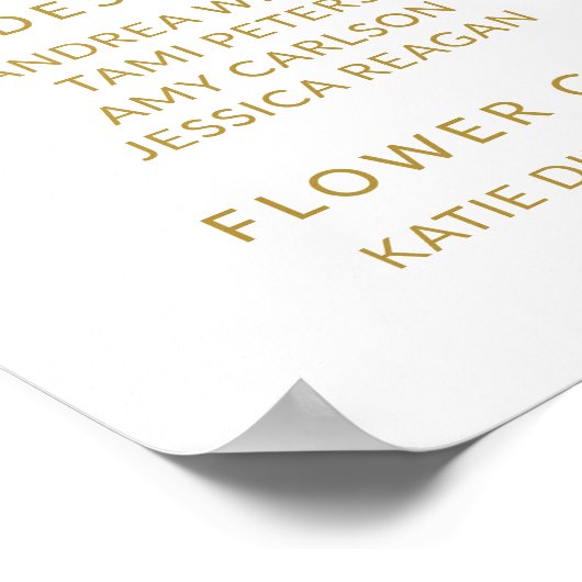 Poster Programme de mariage Taille des signes Gold Callig (Coin)