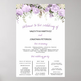 Poster Programme de mariage Taille des signes Rose violet