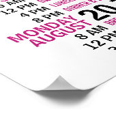 Poster Programme de soirée de bachelorette rose et noir a (Coin)