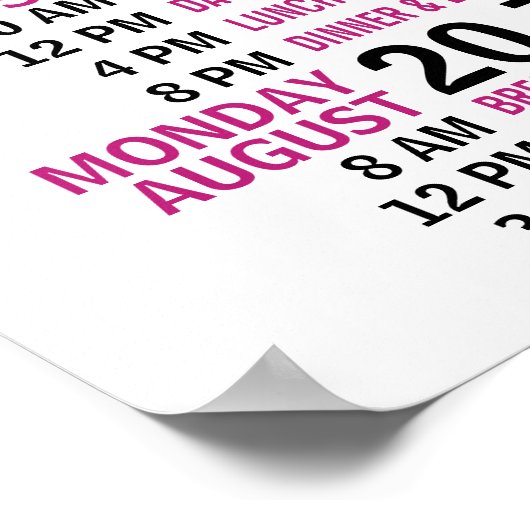 Poster Programme de soirée de bachelorette rose fille et  (Coin)