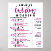 Poster Programme de soirée de bachelorette rose fille et  (Devant)