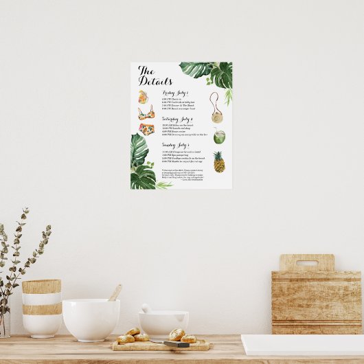 Poster Programme de week-end de célibataire sur la plage  (Cuisine)