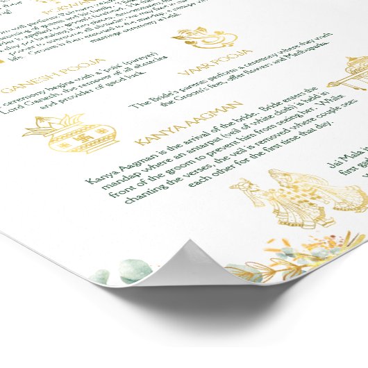 Poster Programme des rituels mariages hindous modèle or v (Coin)