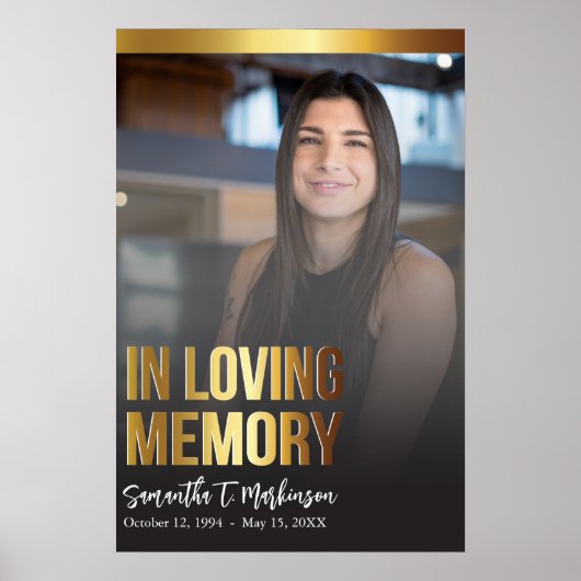 Poster Programme funéraire moderne Gold et Black Bold Pho (Devant)