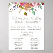 Poster Programme simple de mariage floral Bouquet d'aquar (Devant)