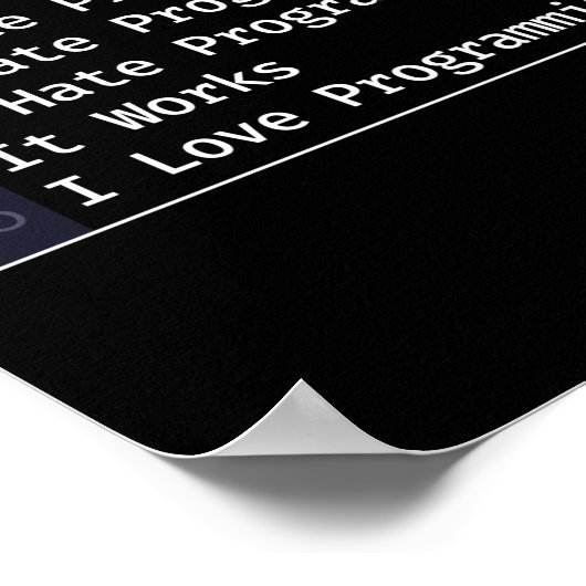 Poster Programmer Coding I Hate Programmation I Love (Coin)