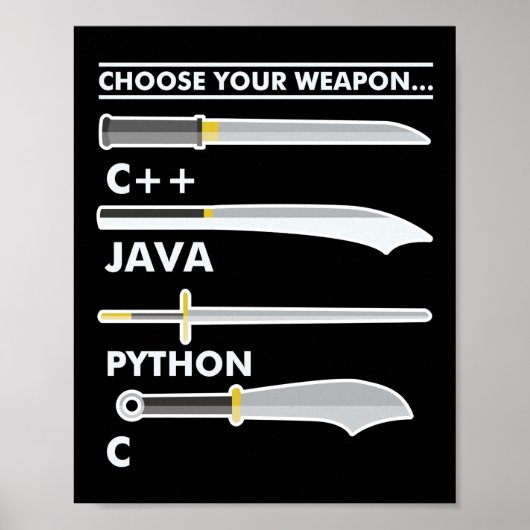 Poster Programmer le codage Choisissez votre arme C Java  (Devant)