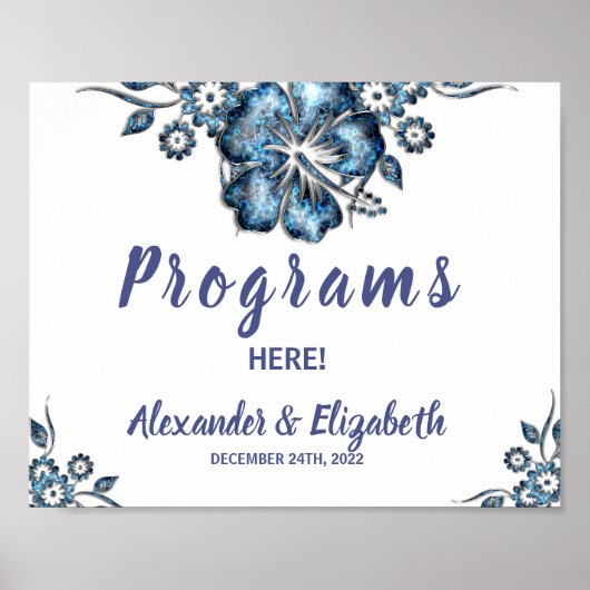 Poster Programmes Cérémonie de Mariage Panneau de fleurs (Devant)
