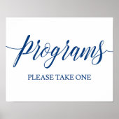 Poster Programmes de mariage Connexion Marine Blue Callig (Devant)