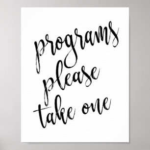 Poster Programmes de mariage Panneau noir et blanc 8x10