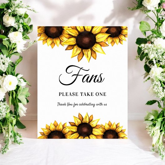 Poster Programmes de mariage tournesol Éventails Panneau 