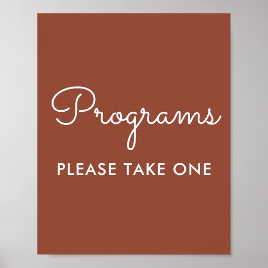 Poster Programmes Mariage Terracotta Brown (Devant)