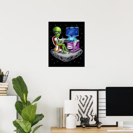 Poster Programmeur Alien spatial (Bureau à domicile)