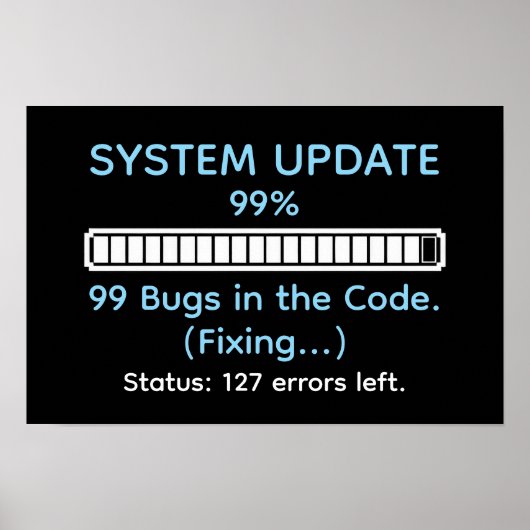 Poster Programmeur drôle en train de coder (Devant)