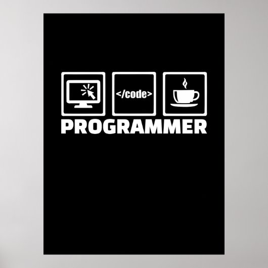 Poster Programmeur Écrire Code Et Boire Café (Devant)